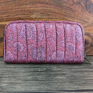 Tataa Kye Fabric Quilted Small Zipped Hand Made Purse Clutch Bag Floral Blue